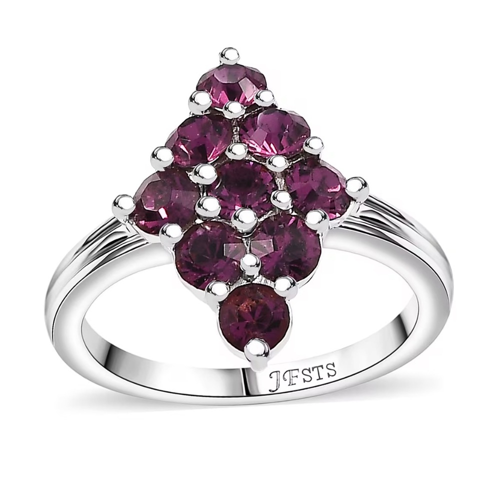NWOT Sz 9 J Francis Foilback Amethyst Crystal by Swarovski Ring in Platinum Bond